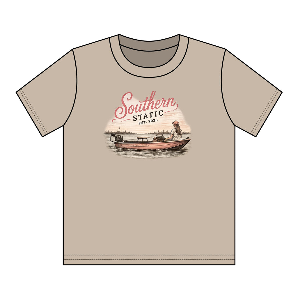 Girl’s Youth T‑Shirt – 'Southern Static' Bass Boat Graphic Tee