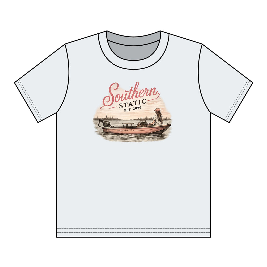 Girl’s Youth T‑Shirt – 'Southern Static' Bass Boat Graphic Tee