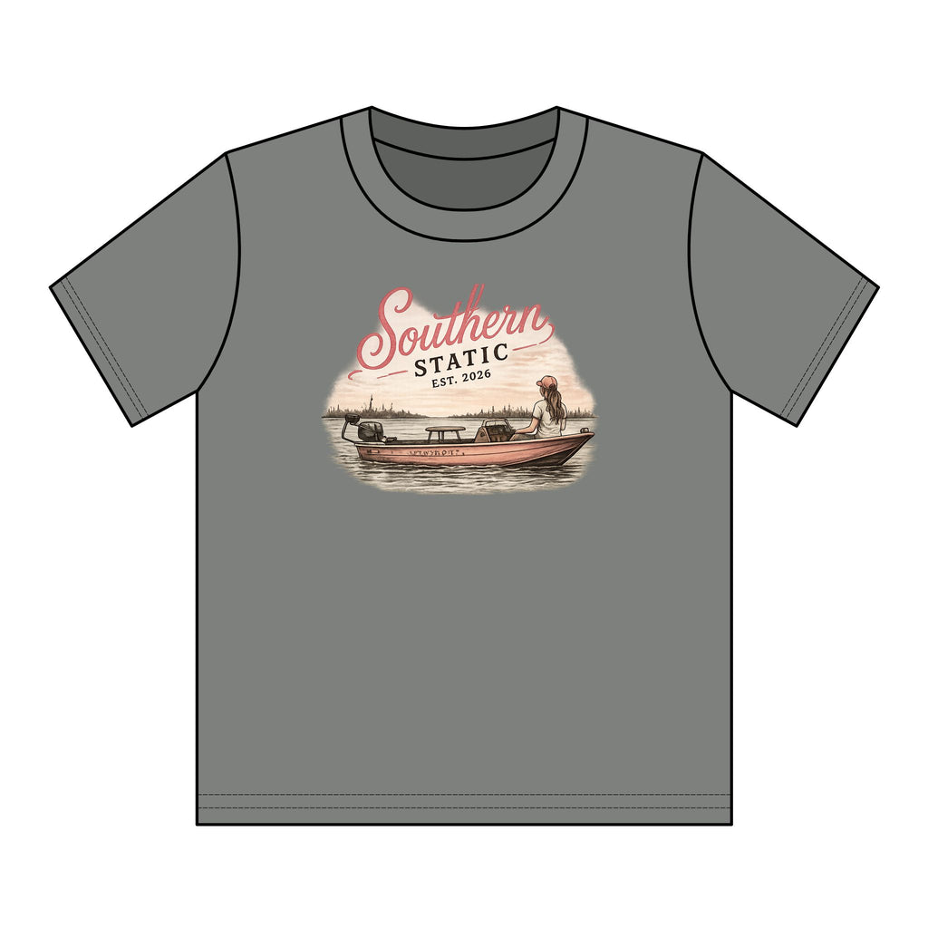 Girl’s Youth T‑Shirt – 'Southern Static' Bass Boat Graphic Tee