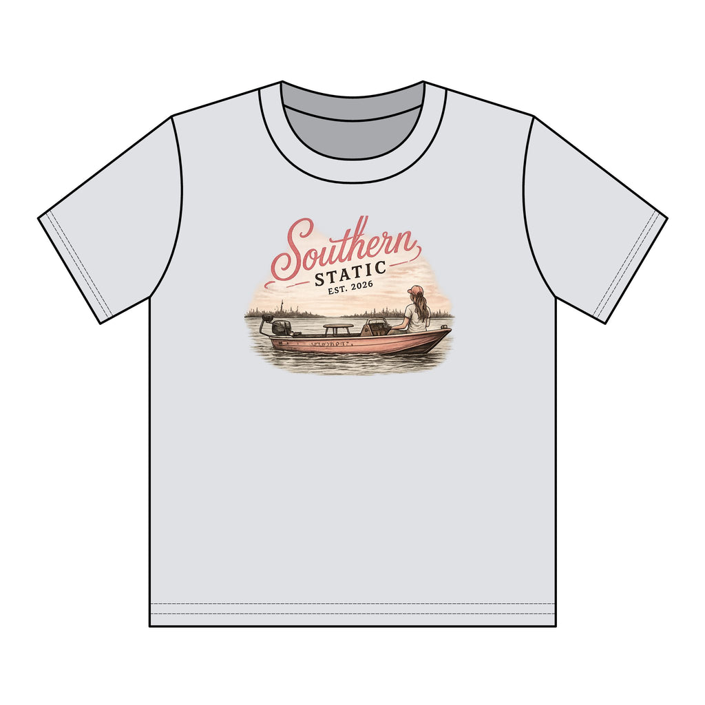Girl’s Youth T‑Shirt – 'Southern Static' Bass Boat Graphic Tee