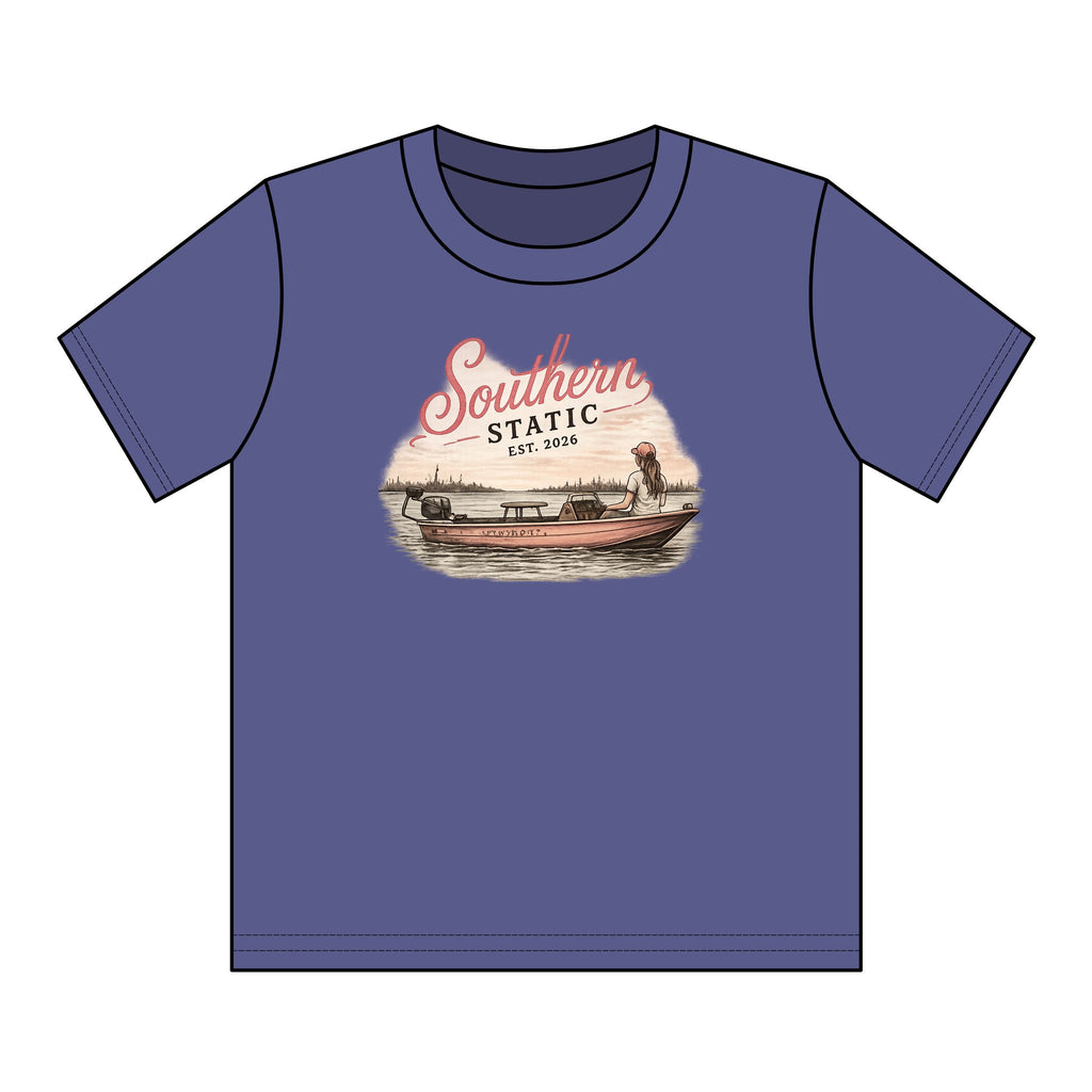 Girl’s Youth T‑Shirt – 'Southern Static' Bass Boat Graphic Tee