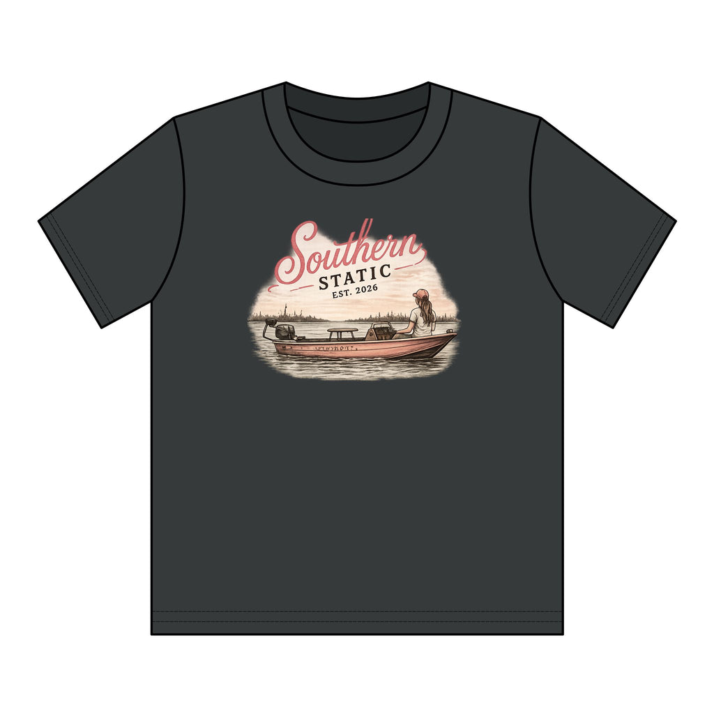Girl’s Youth T‑Shirt – 'Southern Static' Bass Boat Graphic Tee