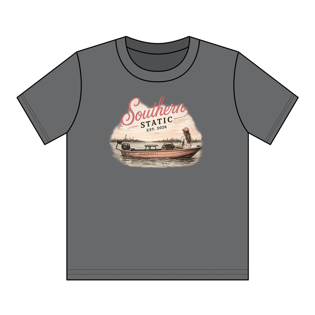Girl’s Youth T‑Shirt – 'Southern Static' Bass Boat Graphic Tee