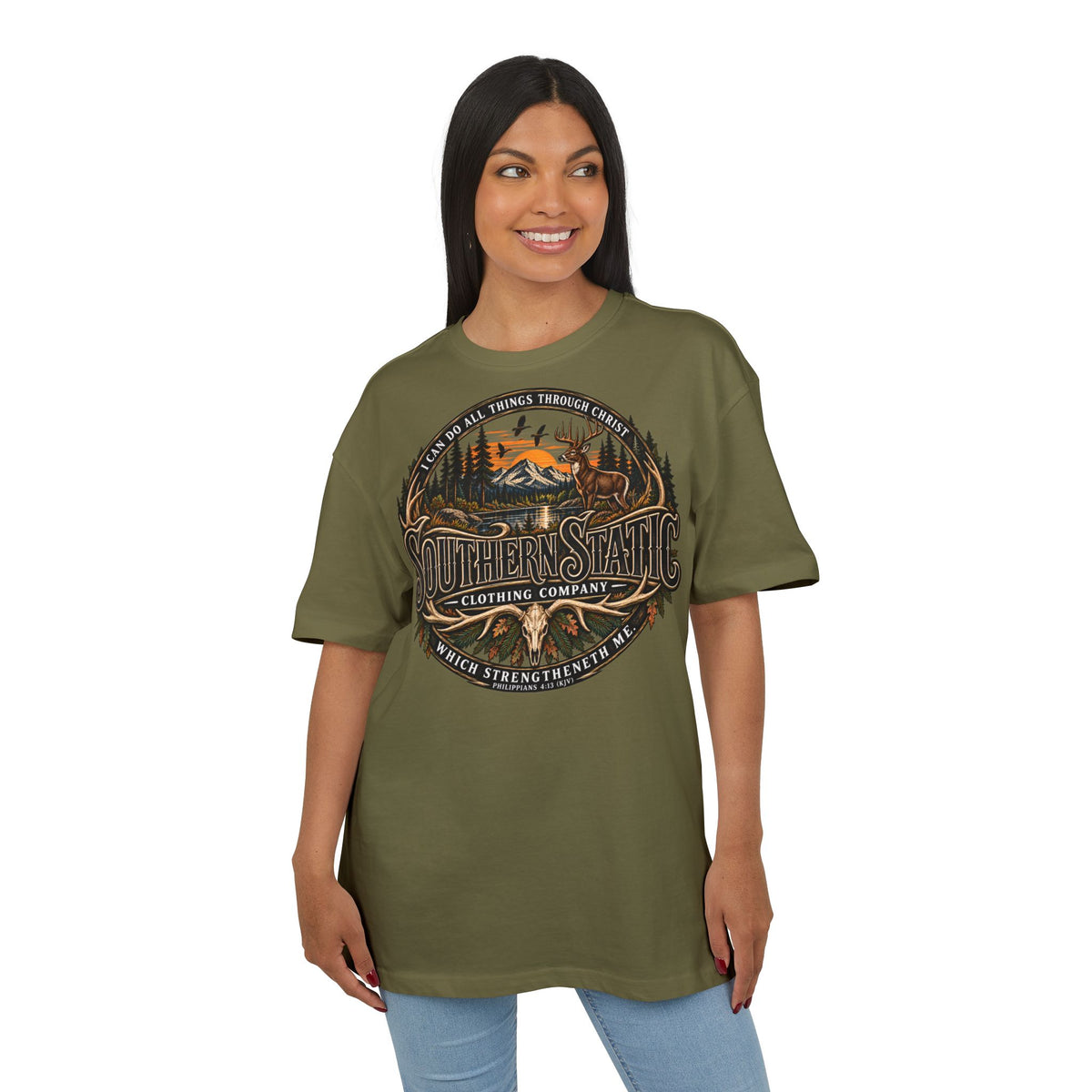 Southern Static Graphic Tee — Outdoor Vintage Sunset Design