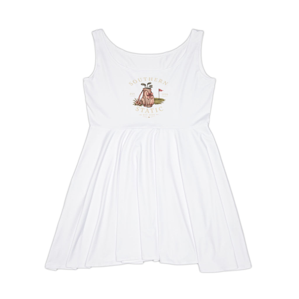 Southern Static White Skater Dress – Vintage Motorcycle Graphic
