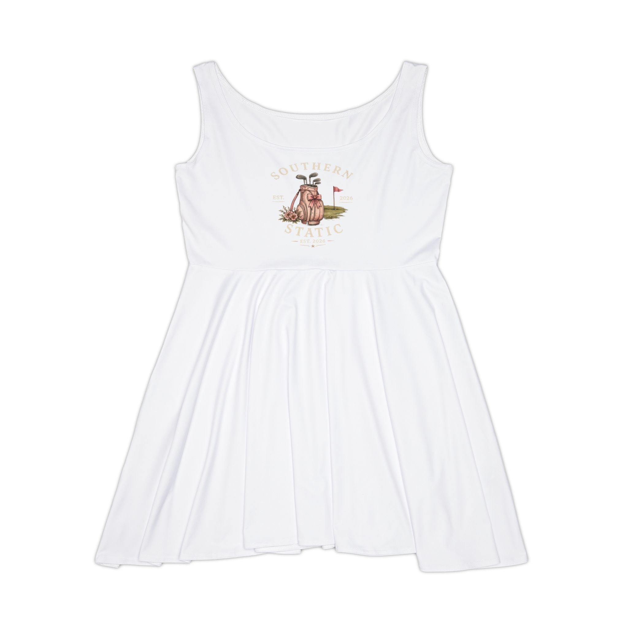Southern Static White Skater Dress – Vintage Motorcycle Graphic