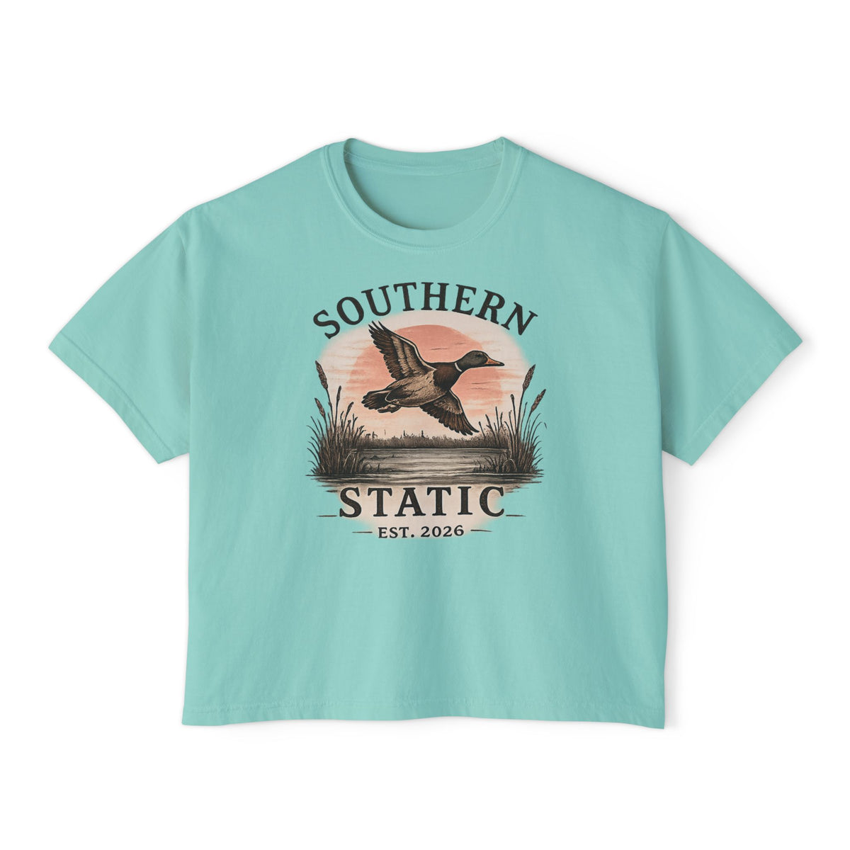 Southern Static Duck Tee — Women's Boxy Hunting Shirt