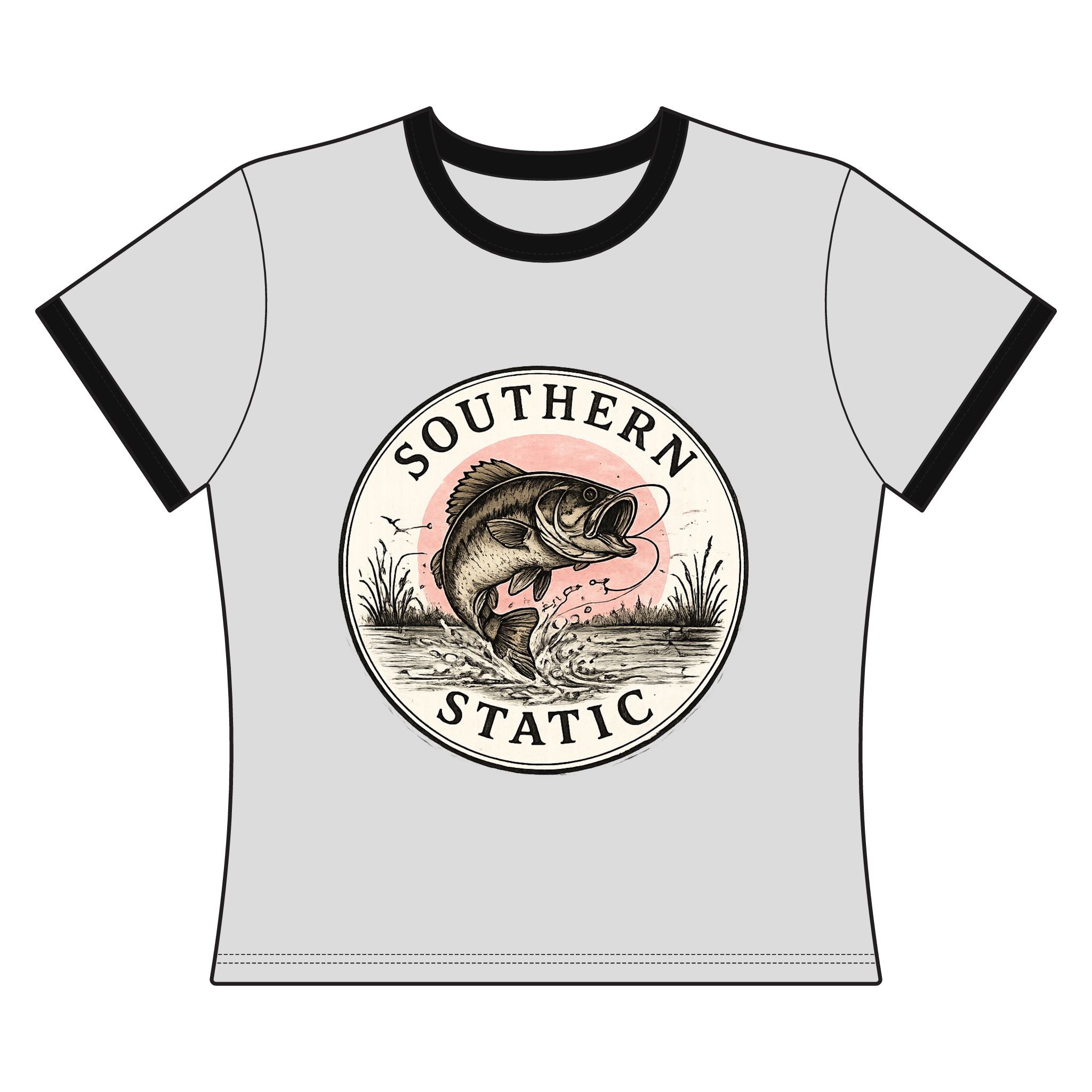 Southern Static Bass Ringer Tee — Women’s Fishing Vintage Graphic Shirt