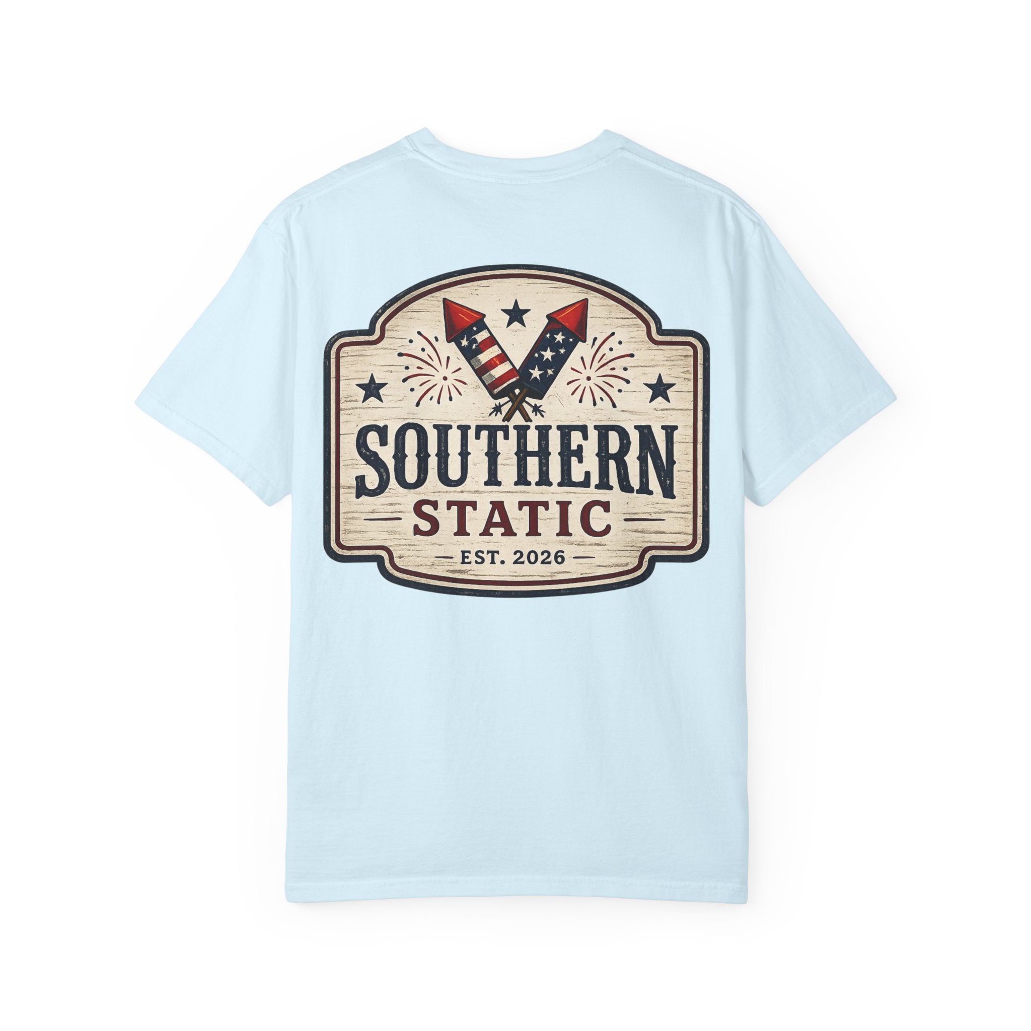 Men’s Southern Static T-Shirt — Patriotic Fireworks Logo Tee
