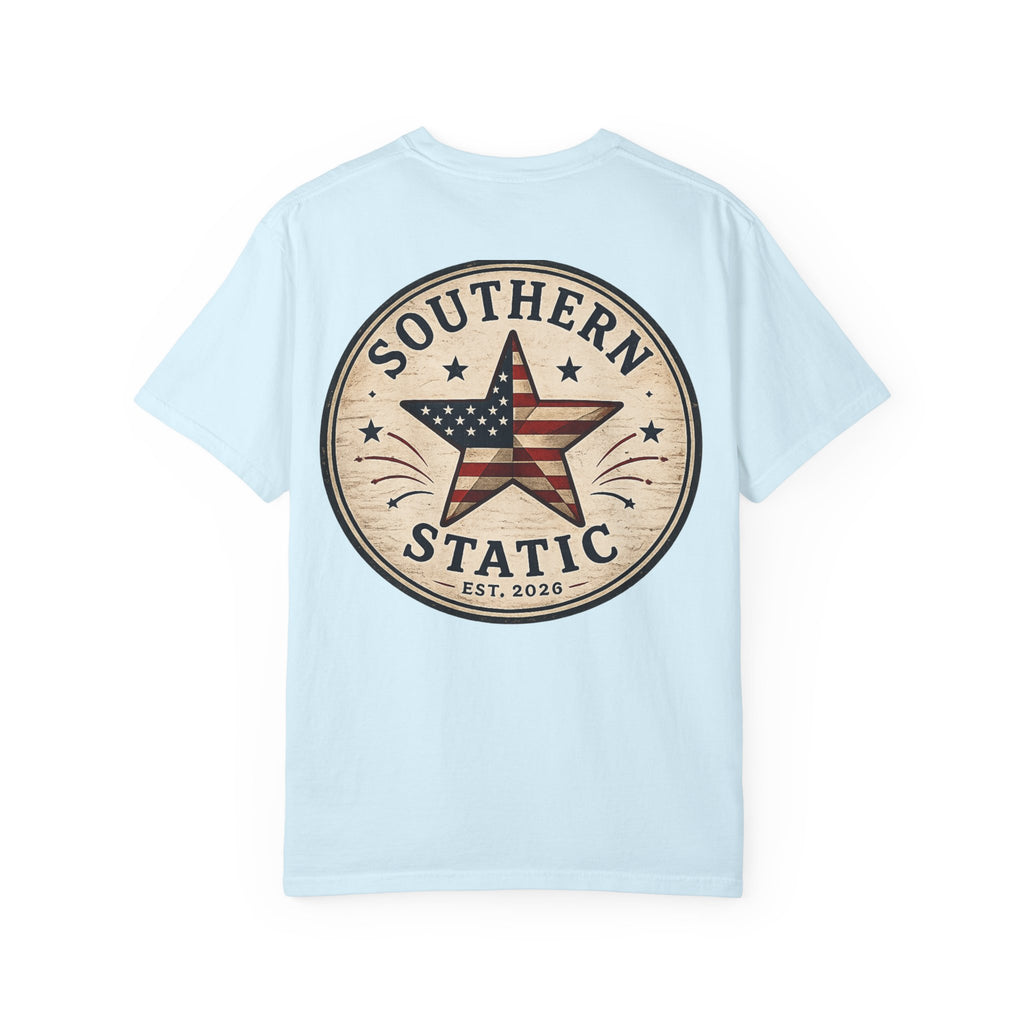 Men’s Southern Static Star T-Shirt — American Flag Vintage Logo Tee