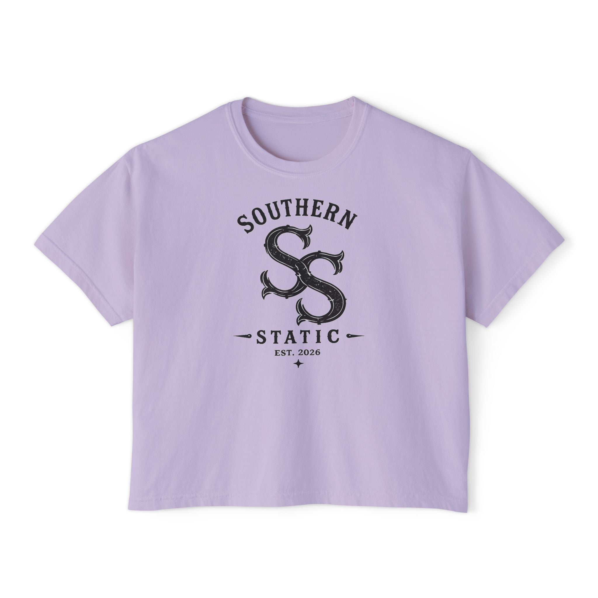 Southern Static Boxy Tee - Vintage Boat Logo Women's Crop T-Shirt