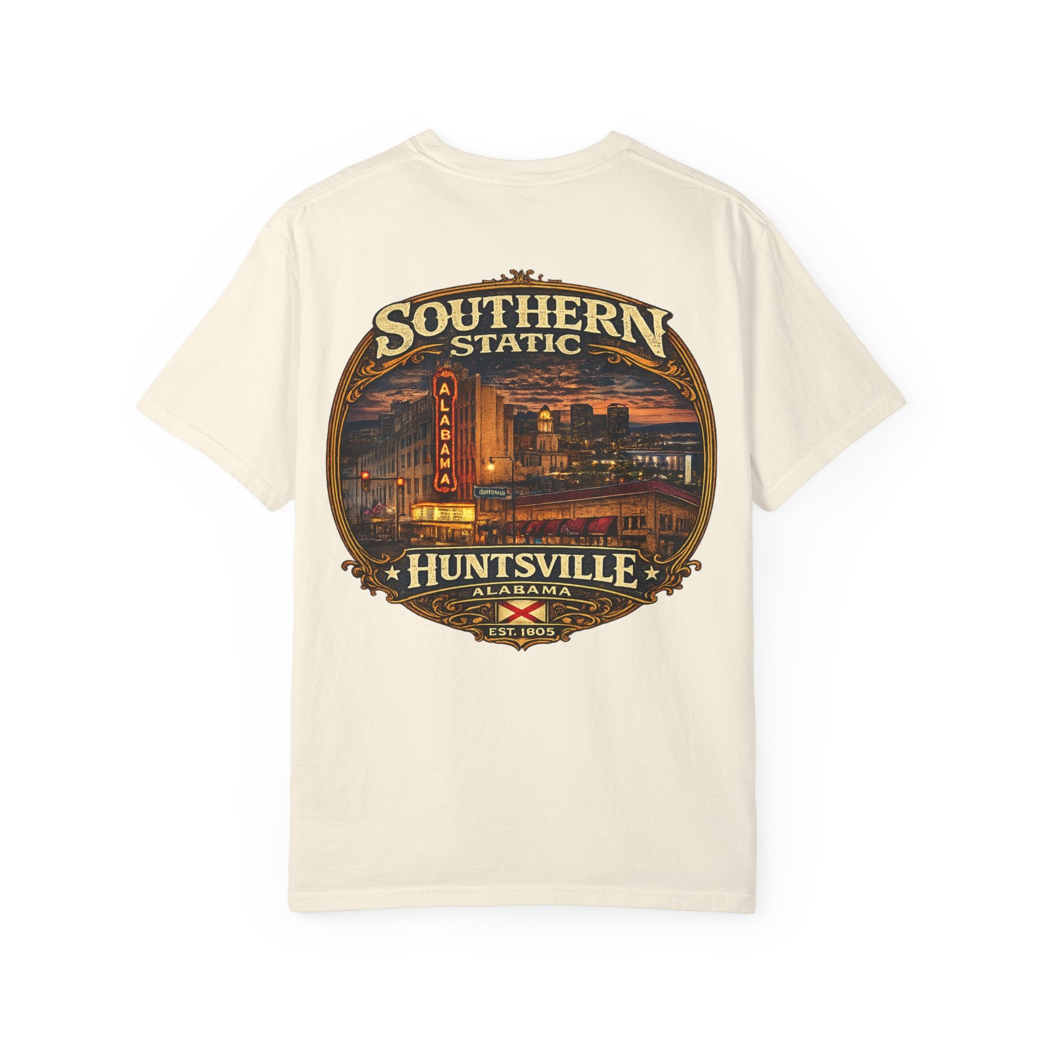 Huntsville Alabama SoutherN Static T-Shirt — Vintage City Skyline Tee