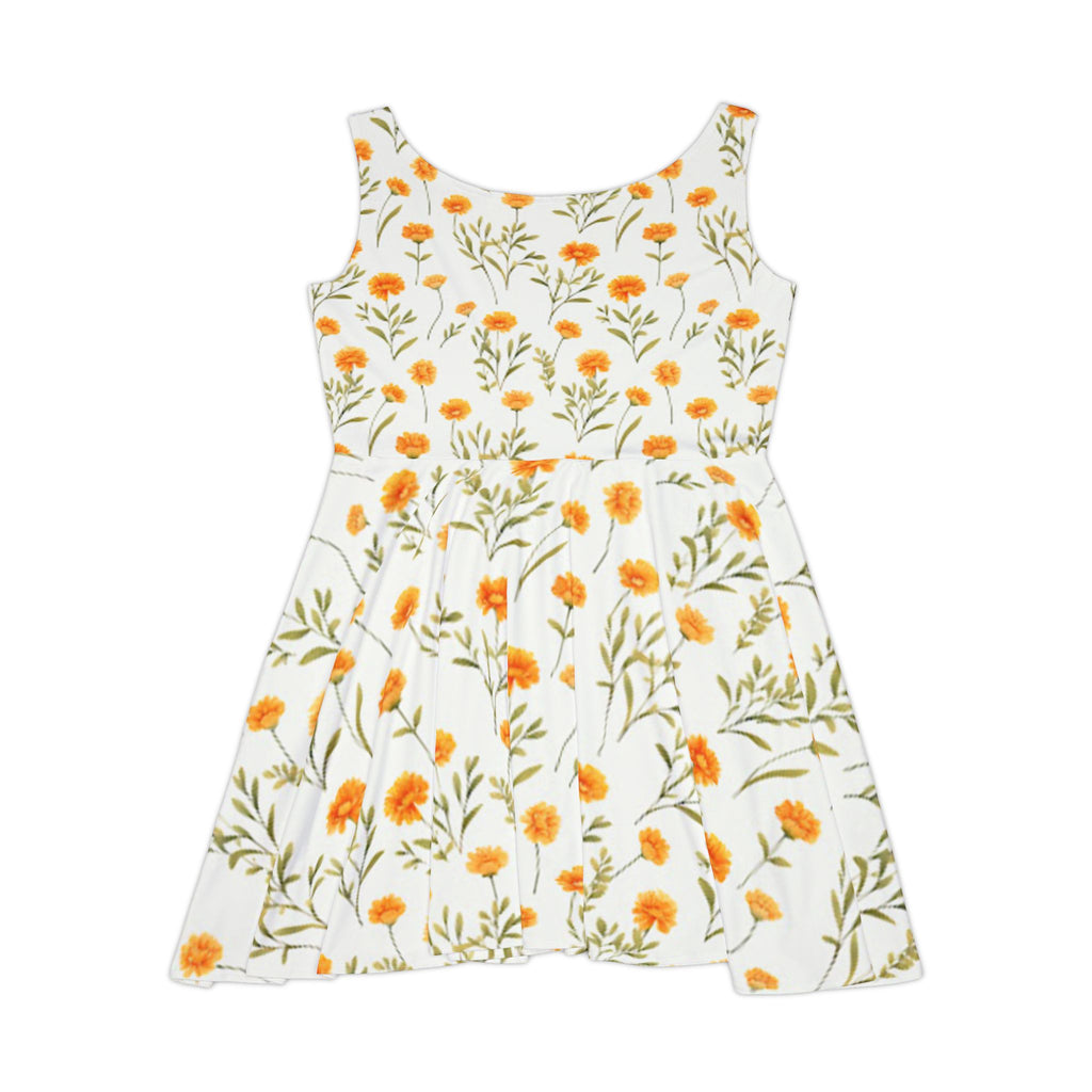 Floral Skater Dress — Yellow Daisy All-Over Print