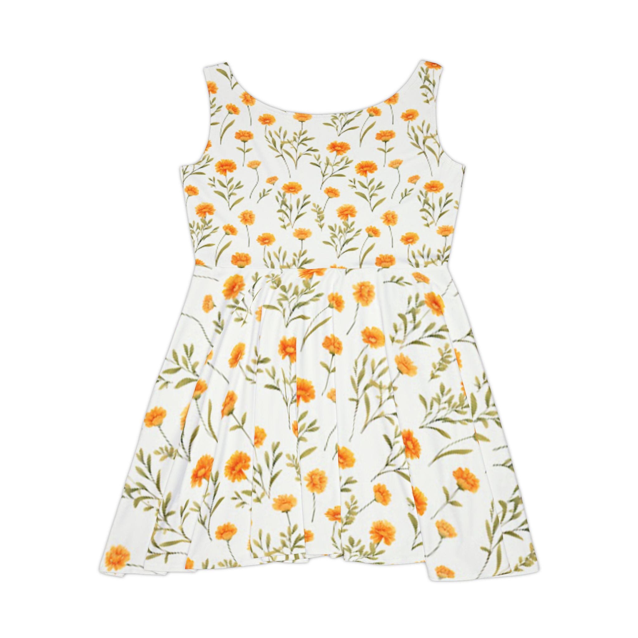 Floral Skater Dress — Yellow Daisy All-Over Print