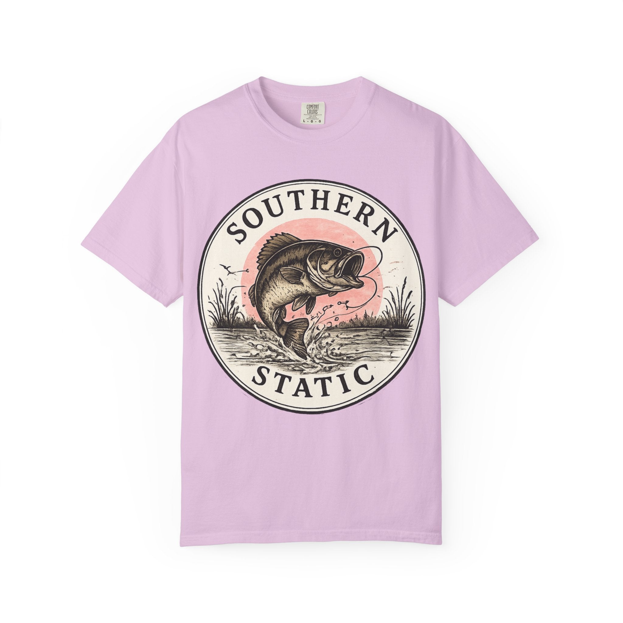 Bass Fishing Graphic T-Shirt — "Southern Static" Vintage Pond Logo