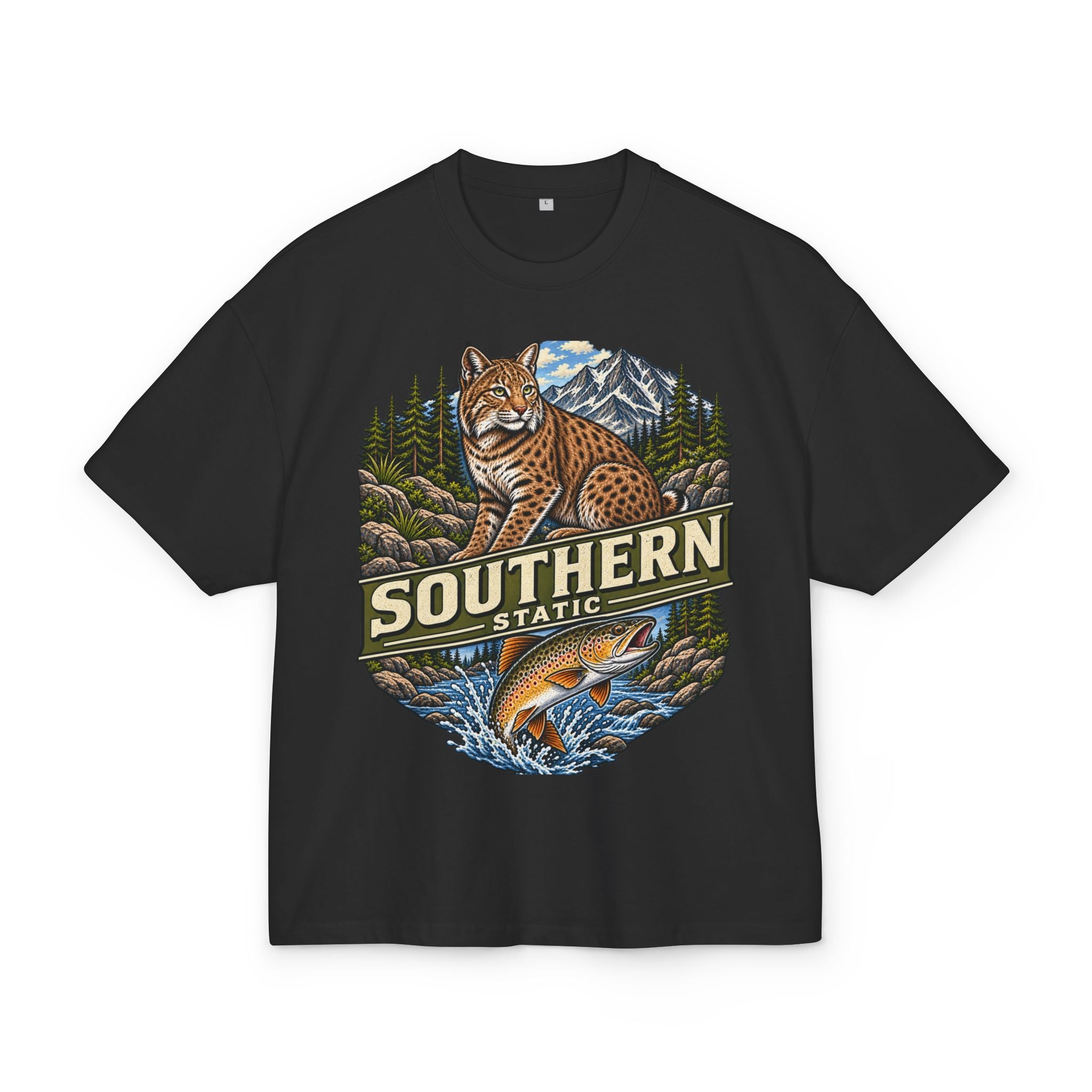 Southern Static Wildlife Tee — Bobcat & Trout Outdoor Graphic Shirt
