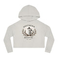 Southern Static Cropped Hoodie - Women’s Vintage Southern Crest Hooded Sweatshirt