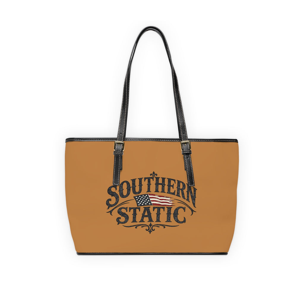Southern Static PU Leather Shoulder Bag – American Flag Logo Tote