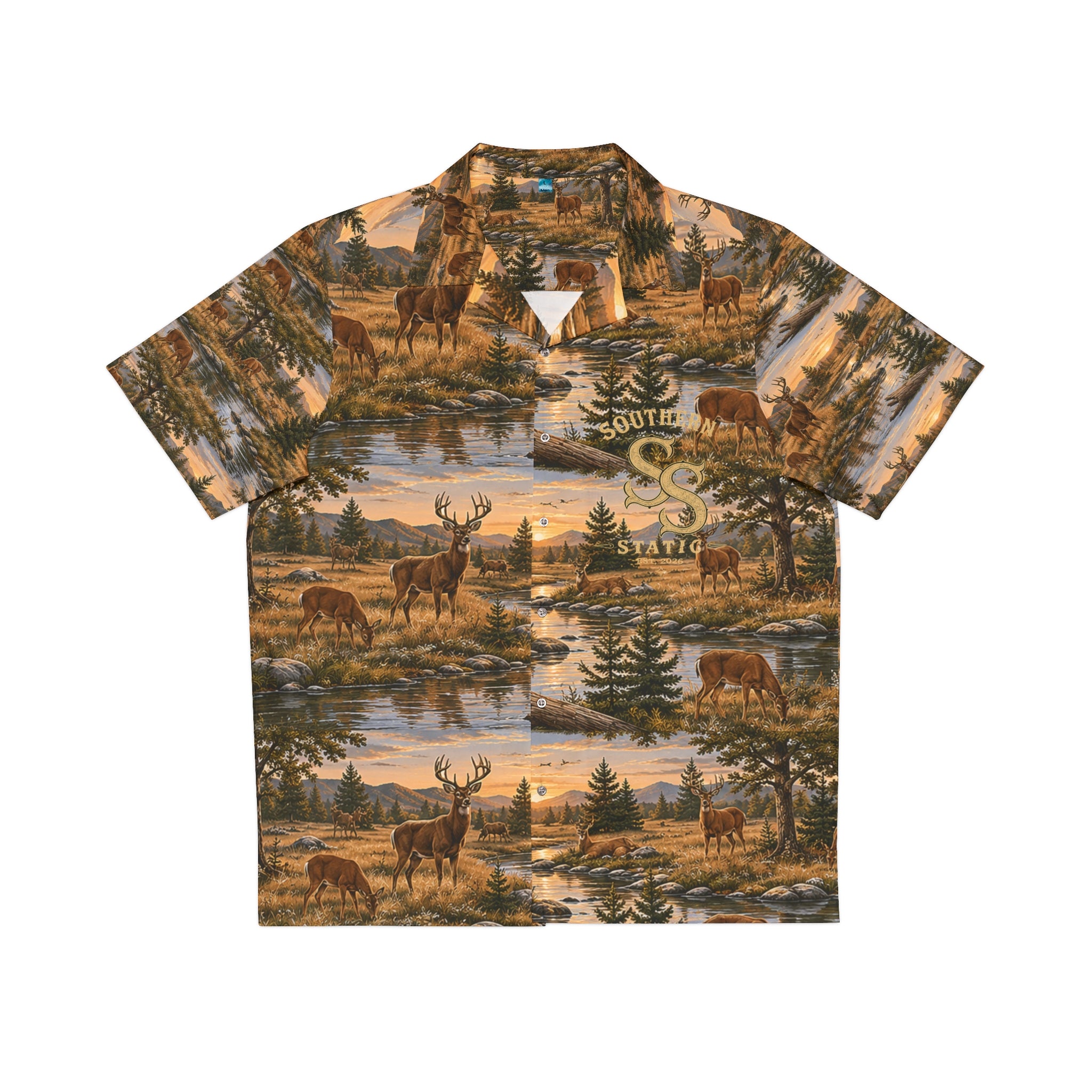 Men's Hawaiian Shirt - Rustic Wilderness Deer Print