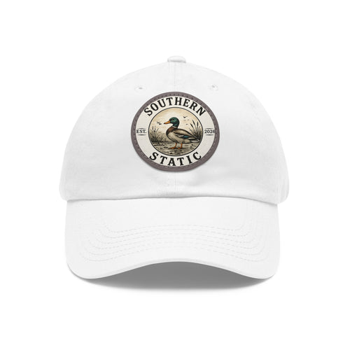 Duck Patch Dad Hat — Southern Statics Leather Round Patch Cap