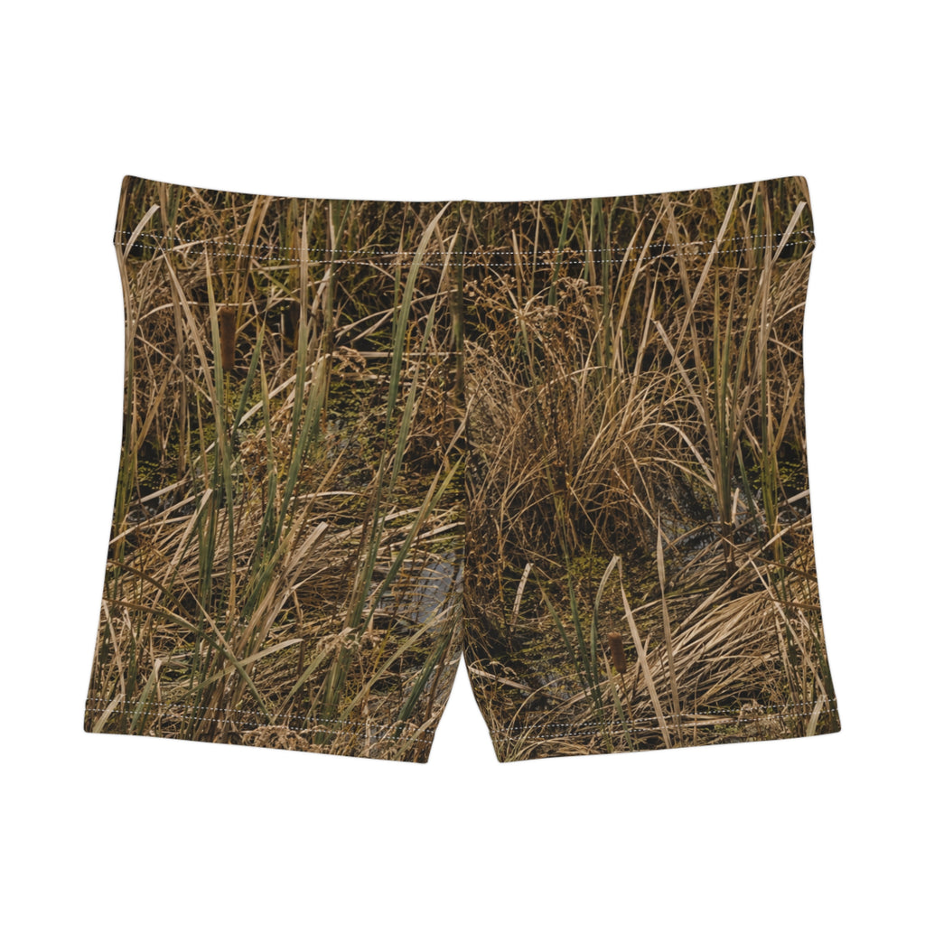Camo Grass Women's Shorts — Southern Static Pink Logo Activewear