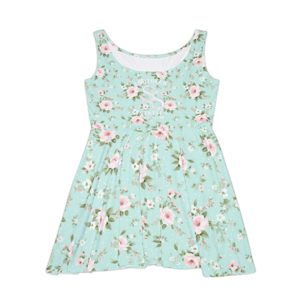 Floral Mint Skater Dress — Vintage Rose AOP