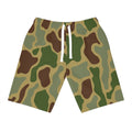 Camo Athletic Long Shorts — Green Woodland Camouflage Performance Shorts