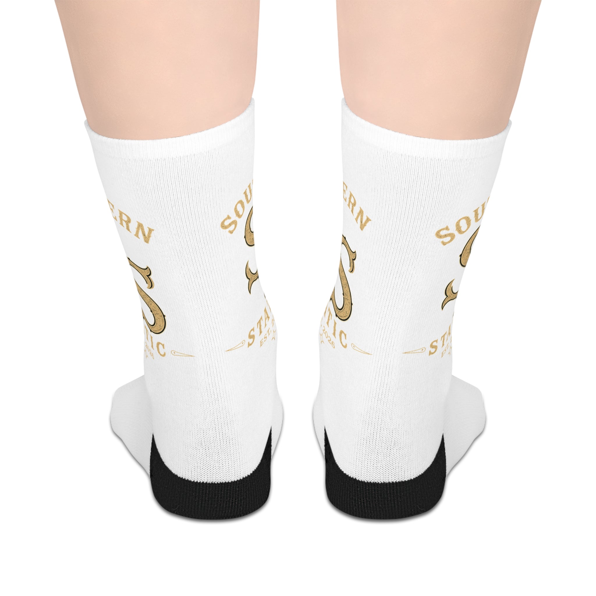 Gold Horse Logo Mid-Length Socks — Southern Stable Equestrian Design