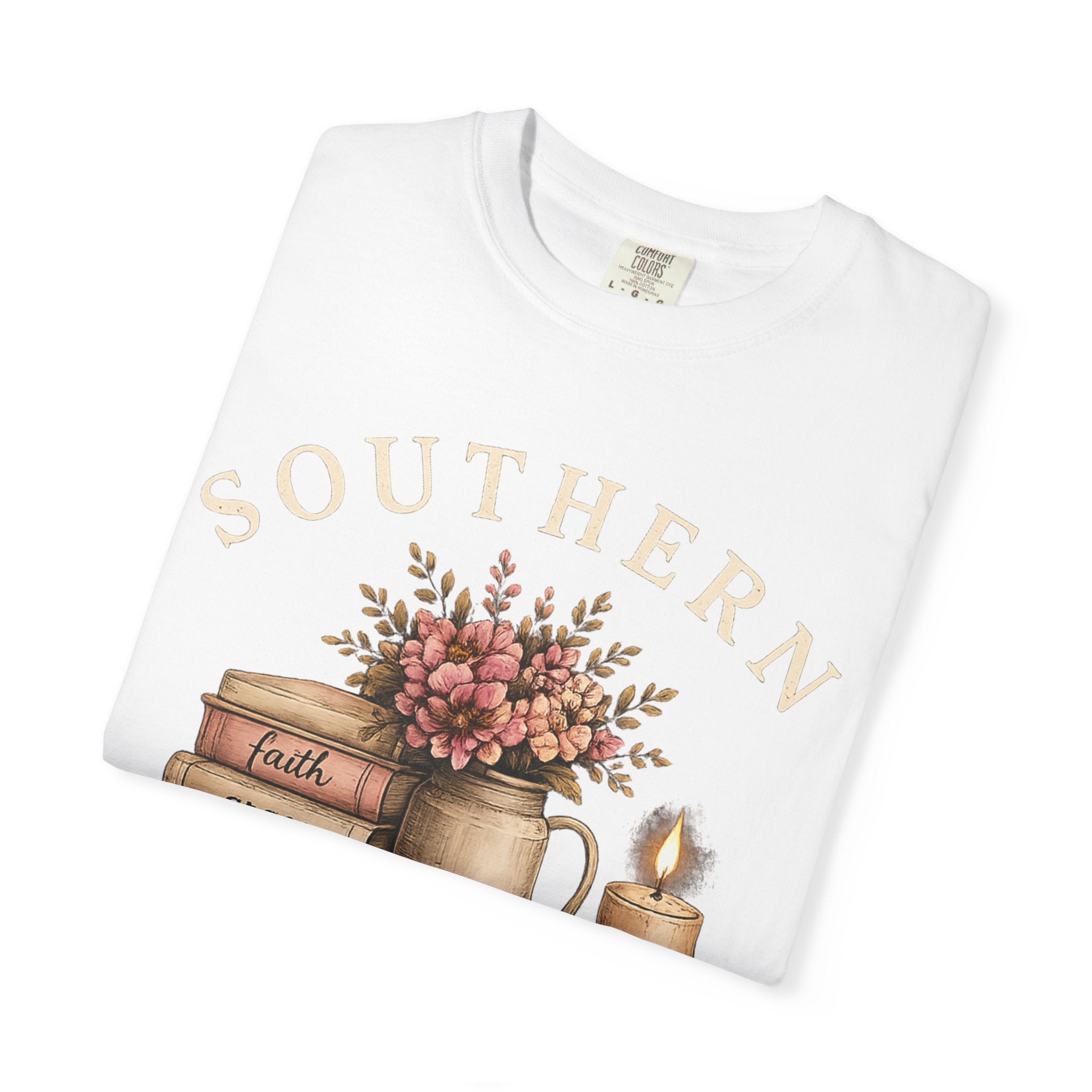 Southern Static Vintage Floral T‑Shirt — Faith, Grace, Strength Stack Design