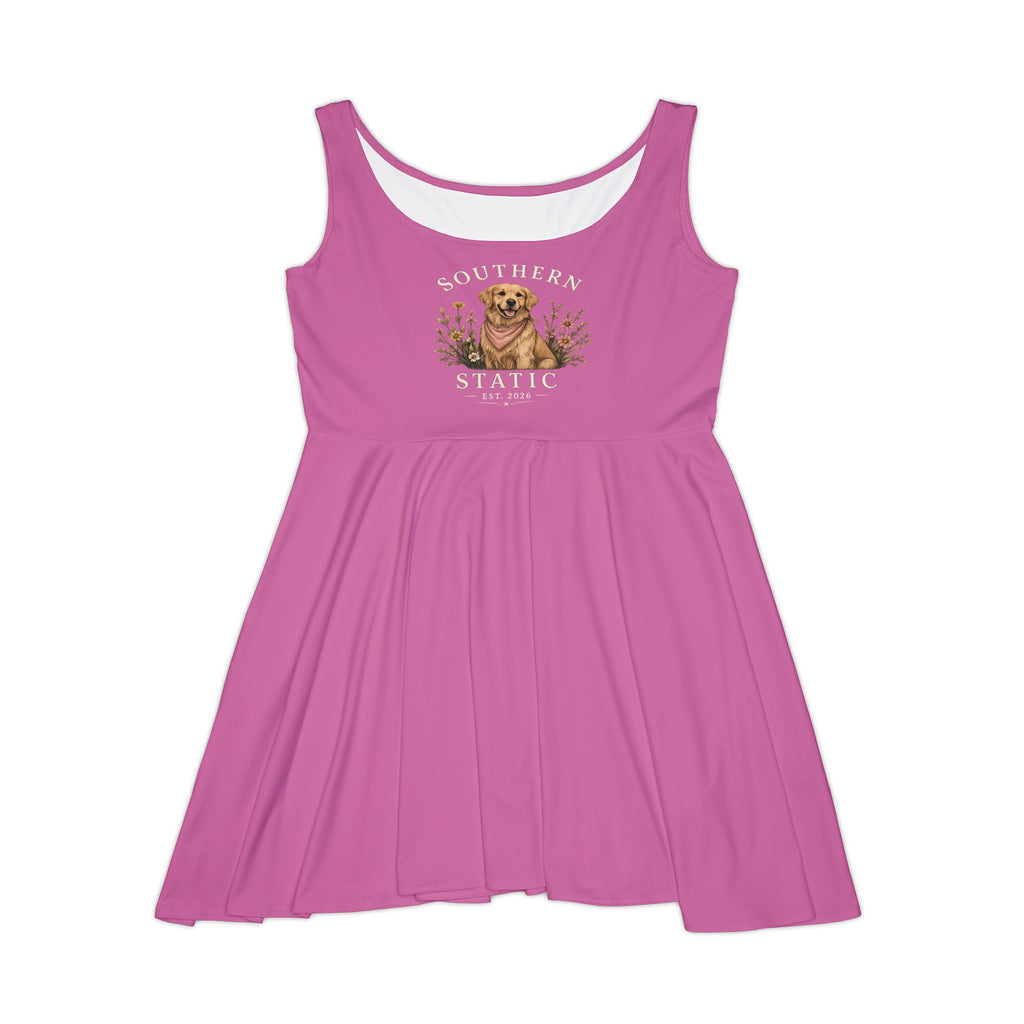 Golden Retriever Smile Skater Dress — Cute Dog Graphic Women’s Dress