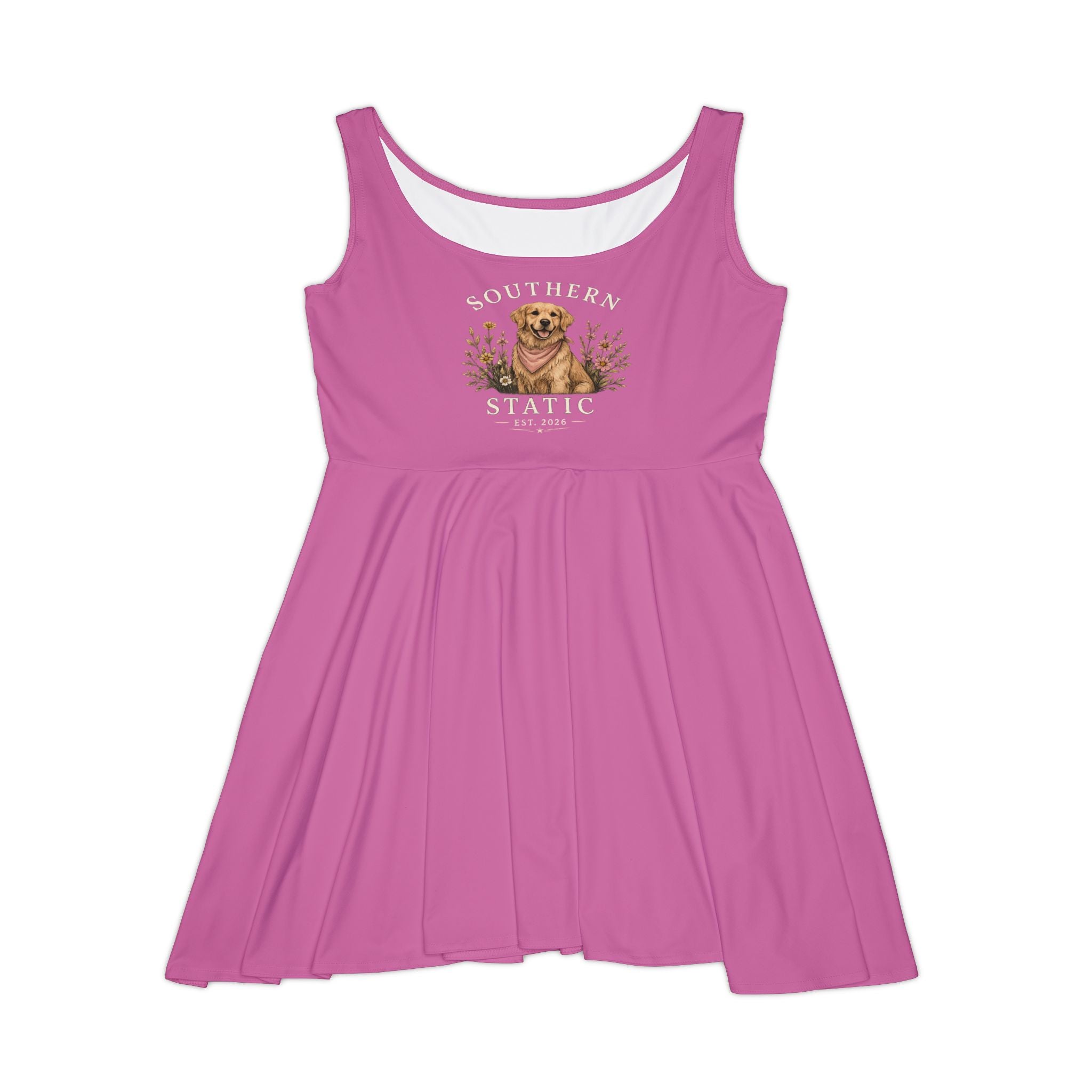 Golden Retriever Smile Skater Dress — Cute Dog Graphic Women’s Dress