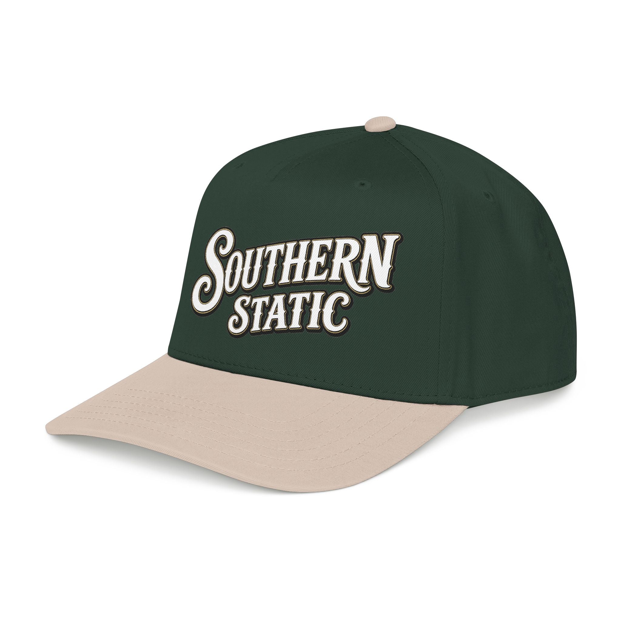 Southern Static Embroidered Baseball Cap — Vintage Script Trucker Hat
