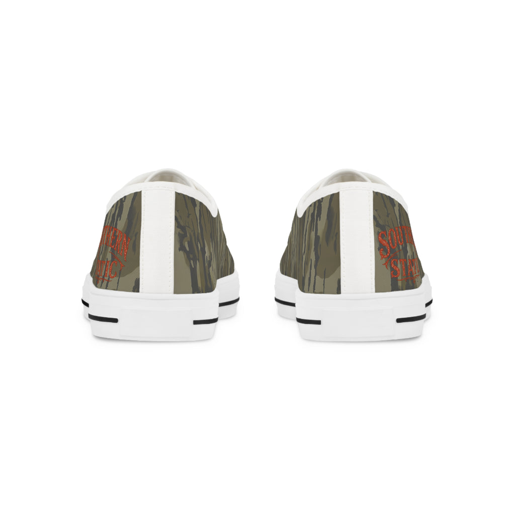 Camo Tiger Stripe Men’s Low Top Sneakers — Rugged Olive Military Style