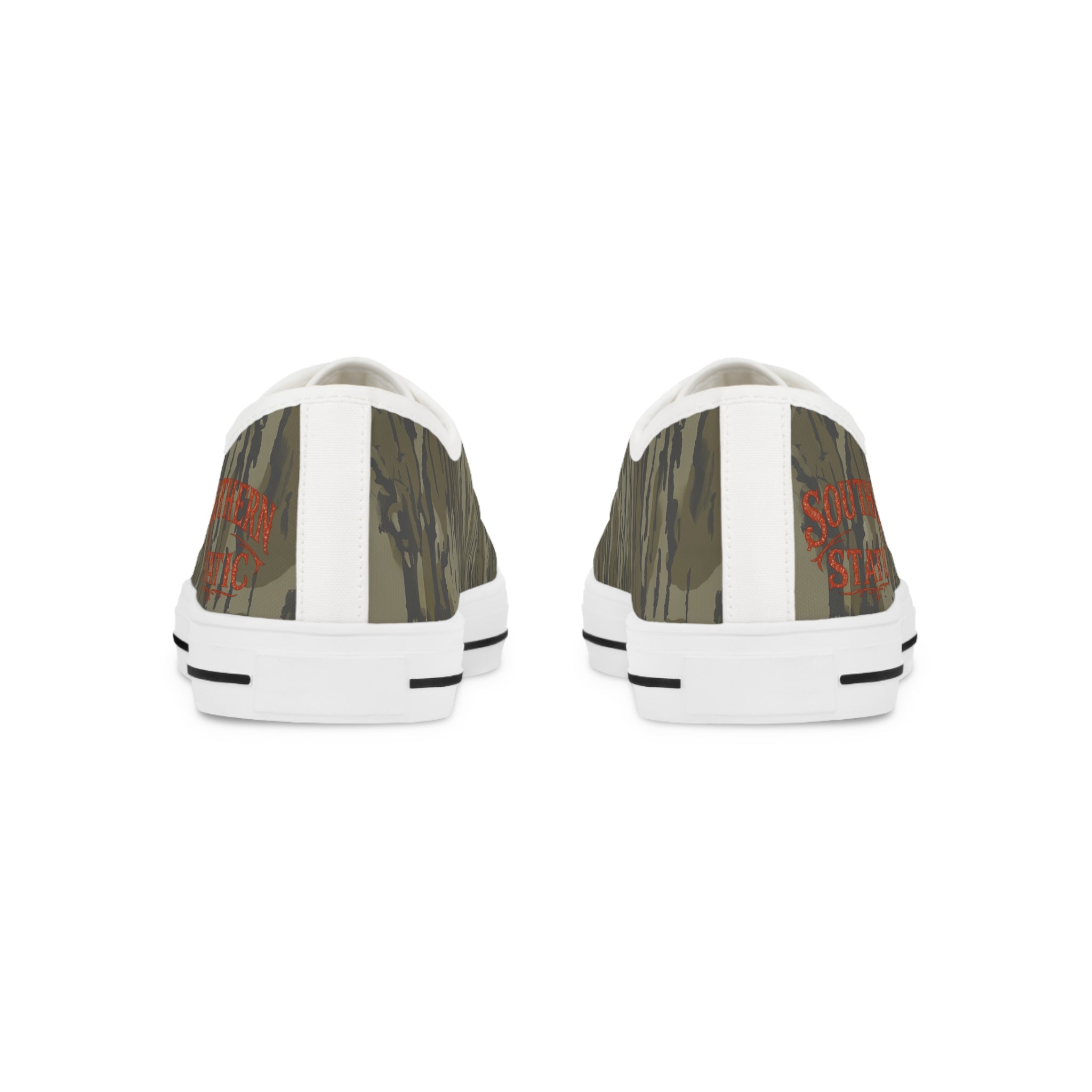 Camo Tiger Stripe Men’s Low Top Sneakers — Rugged Olive Military Style