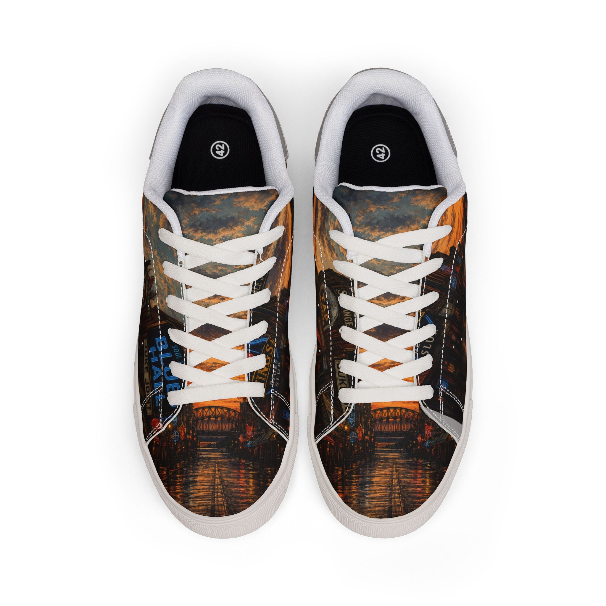 City Skyline at Dusk Sneakers | Low-Top Leather Shoes