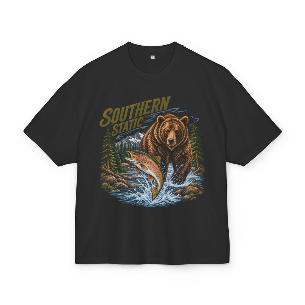 Bear & Trout Fishing Tee — "Southern Static" Outdoor Graphic T-Shirt