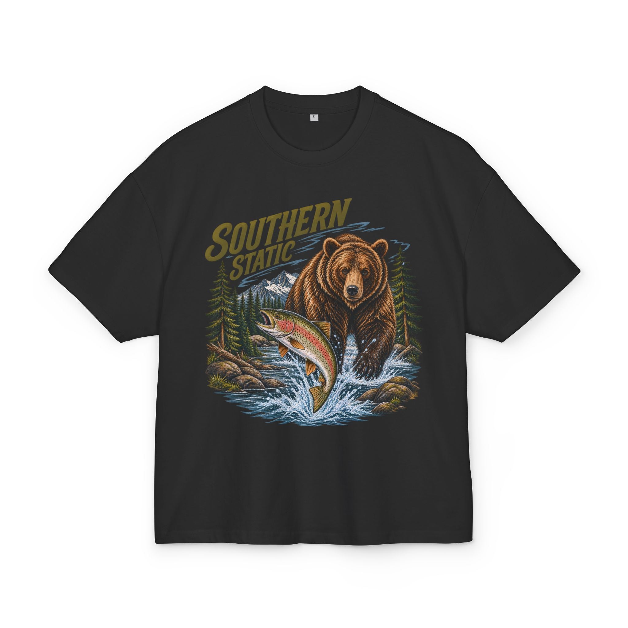 Bear & Trout Fishing Tee — "Southern Static" Outdoor Graphic T-Shirt
