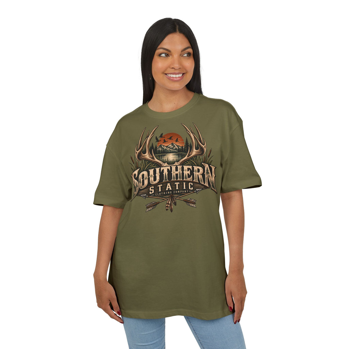 Southern Static Graphic Tee — Vintage Hunting Antlers Shirt