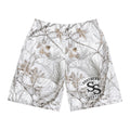 Winter Snow Camo Jogger Shorts — White Forest All-Over Print