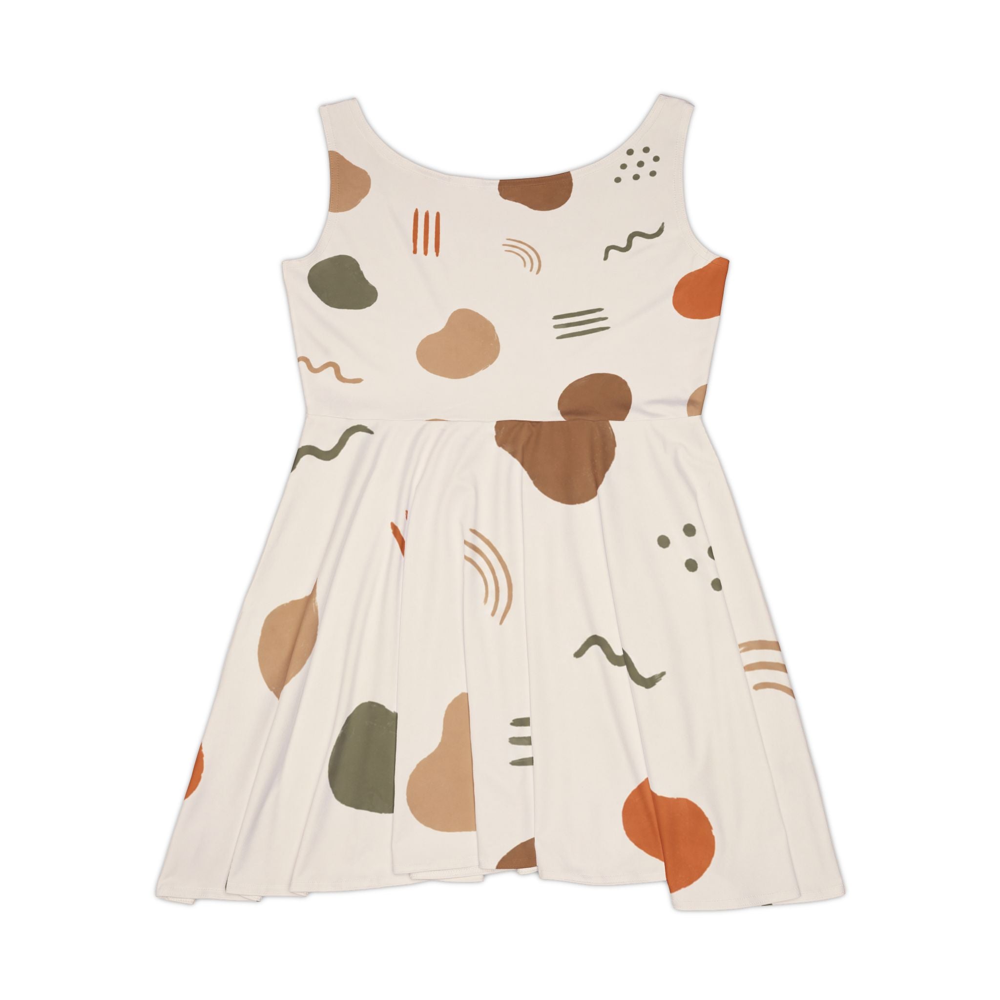 Abstract Earth Tone Shapes Skater Dress | AOP