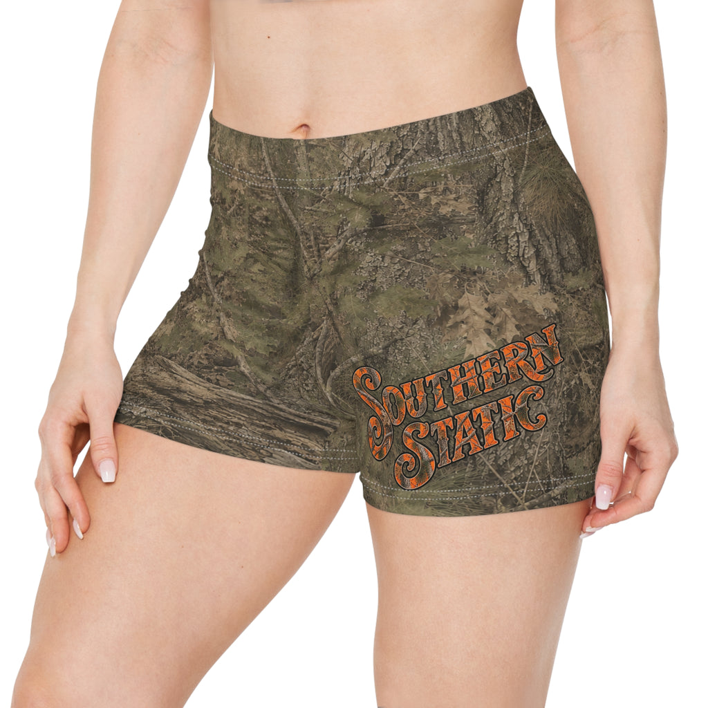 Camo "Southern Stays" Women's Athletic Shorts — All-Over Print Outdoor Lounge Shorts