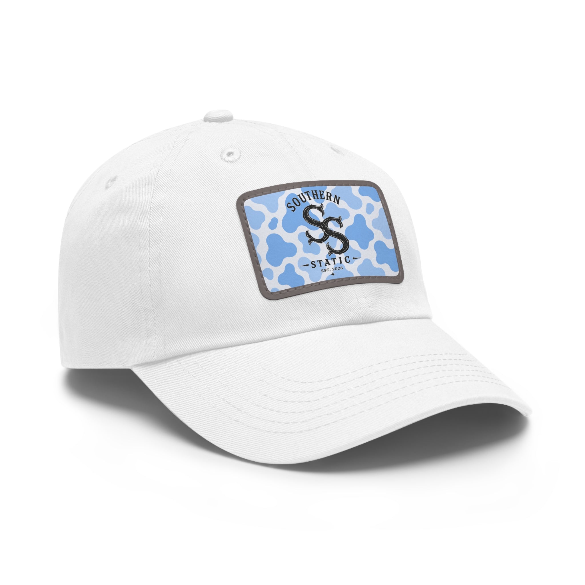 Southern Static Blue Camo Leather Patch Dad Hat