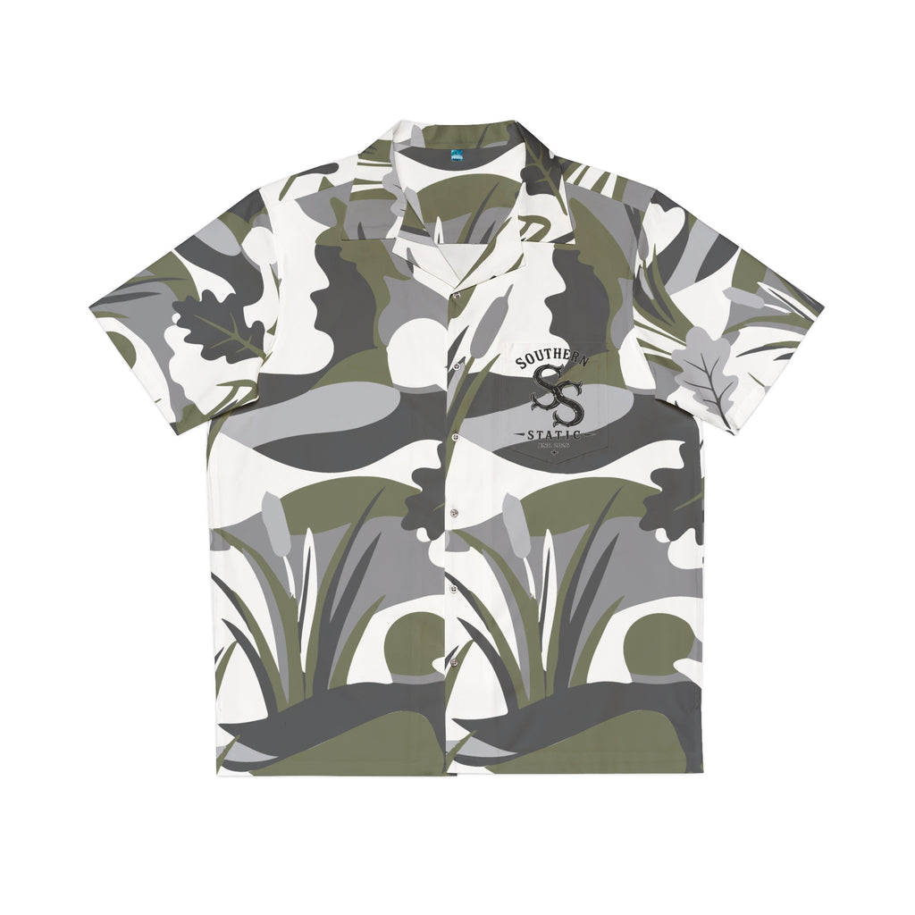 Men's Camouflage Floral Hawaiian Shirt – Tropical Camo AOP Button-Up