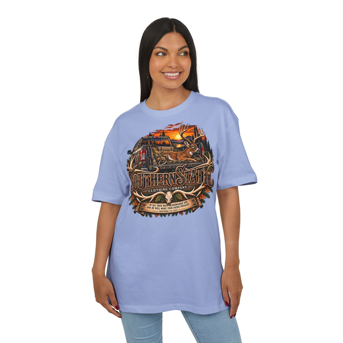 Southern Static Vintage Truck Tee — Retro Sunset Pickup Graphic T-Shirt