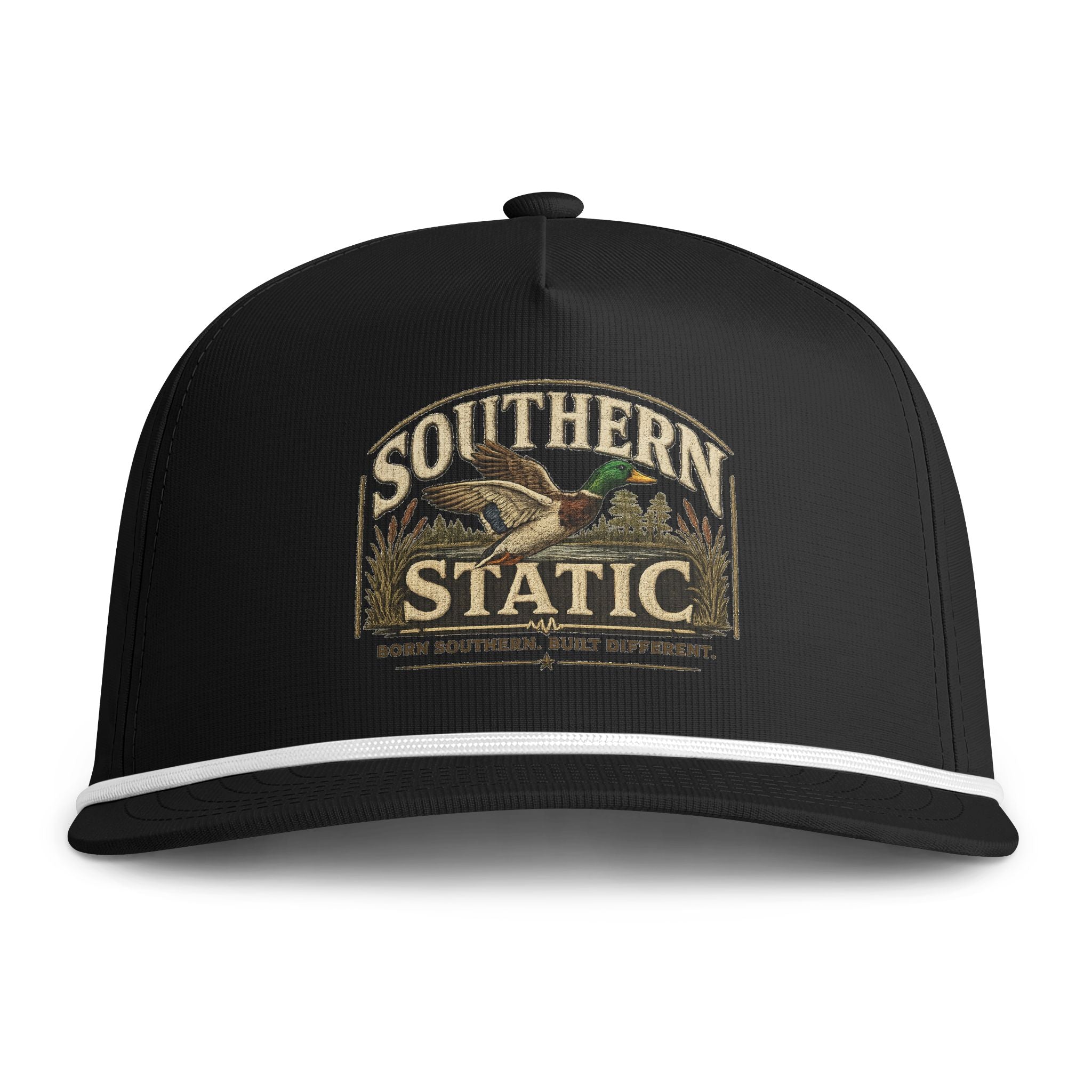 Rope-Trim Cap — "Southern Static" Duck Hunting Patch