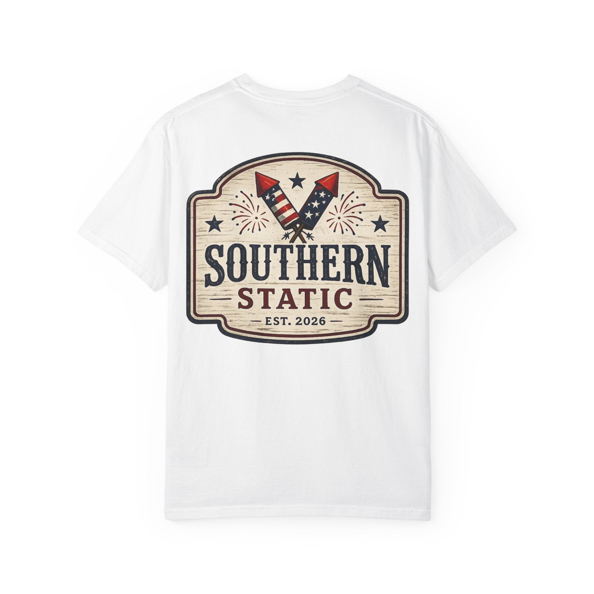 Men’s Southern Static T-Shirt — Patriotic Fireworks Logo Tee