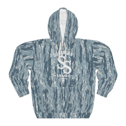 Camo Blue All-Over Print Hoodie — Southern Shackle Logo