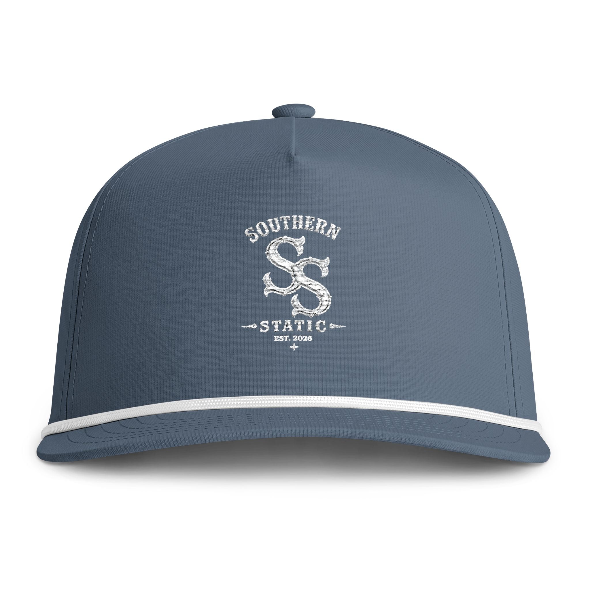 Rope-Trim Hat — Sunwashed "Southern Static" Logo Cap