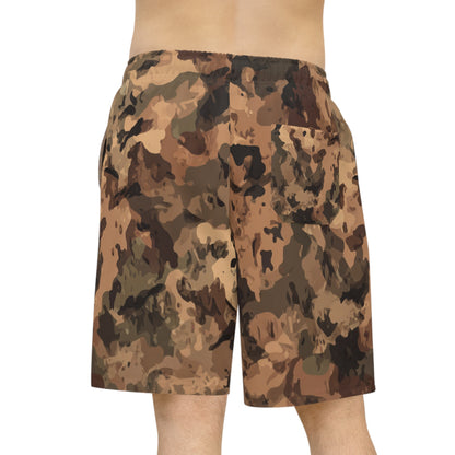Camo Athletic Long Shorts — Brown Desert Print