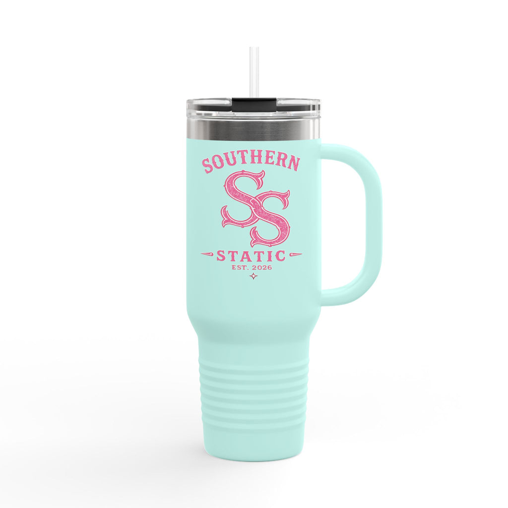 40oz Insulated Travel Mug — Southern Static Pink Logo